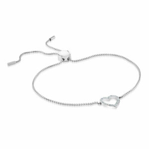 Stainless Steel CZ Heart Adjustable Bracelet